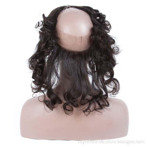 10a Cuticle Aligned Hair 360 Lace Frontal Kinky Straight , 20 Inch Brazilian Body Weave Human Hair 360 Frontal